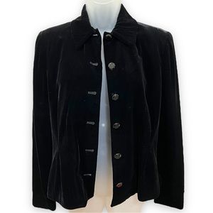 LAUREN RALPH LAUREN Black Velvet Jacket Blazer Button Up Square Shoulder Size 6